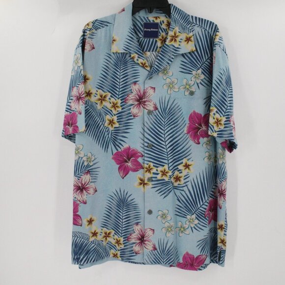 Tommy Bahama hawaiian Shirt Mens XL Silk Blend Floral Short Sleeve island zone - Picture 1 of 11